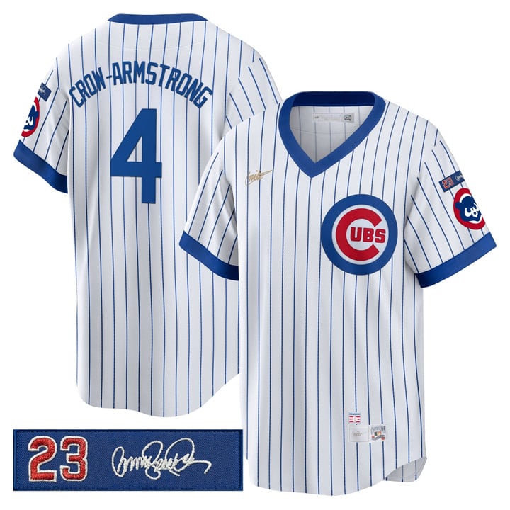 Pete Crow-Armstrong Jersey #4 Chicago Cubs Ryne Sandberg Tribute Patch Stripes