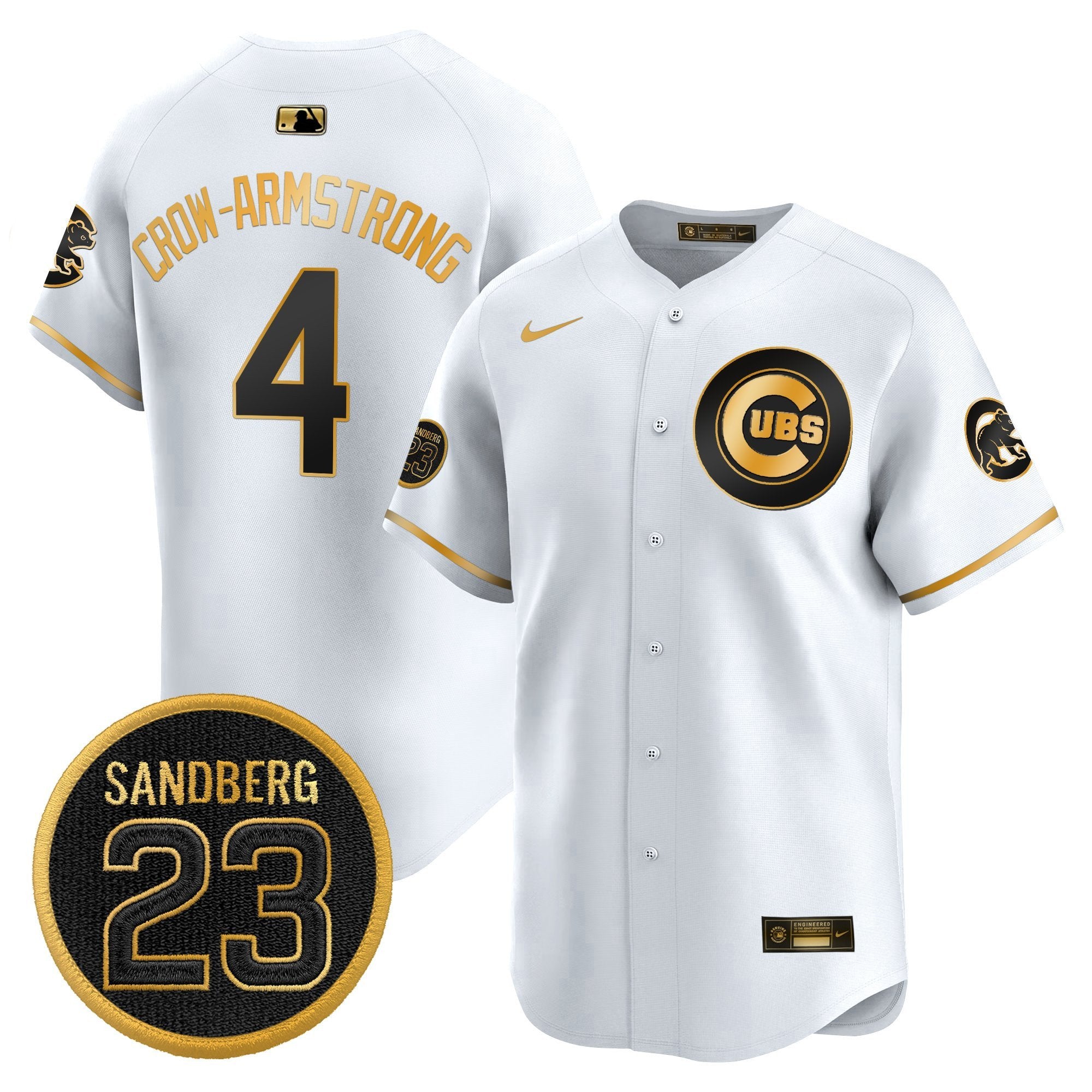 Pete Crow-Armstrong Jersey #4 Chicago Cubs Ryne Sandberg Tribute White Gold