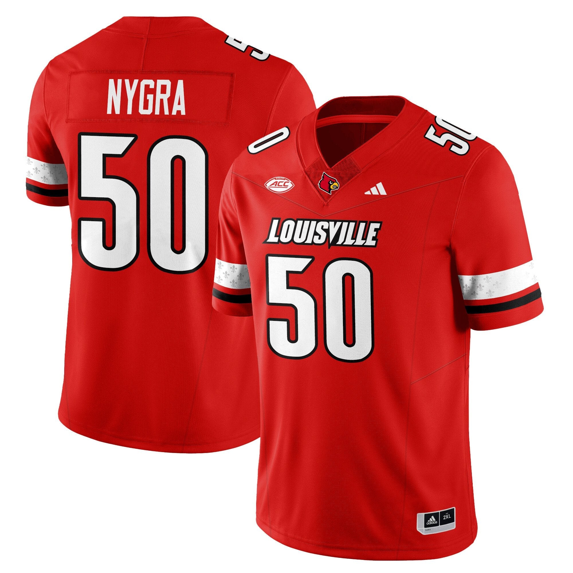 Pete Nygra Jersey #50 Louisville Football 2025 Vapor Limited Stitched Red