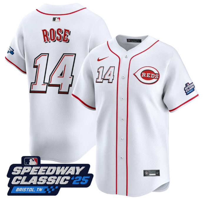 Pete Rose Jersey #14 Cincinnati Reds Speedway Classic Limited Stitched White