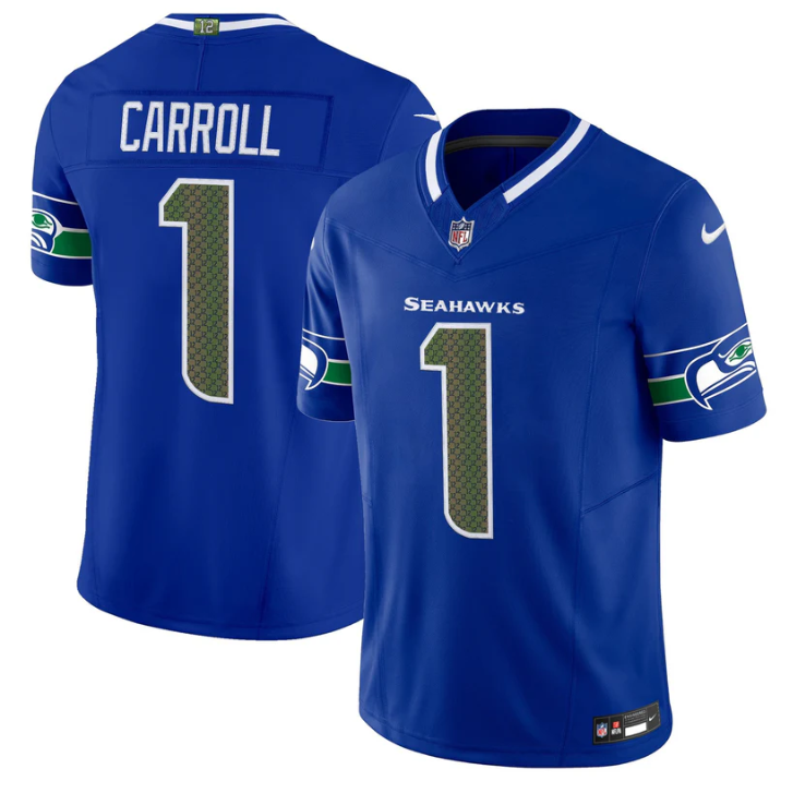Pete Carroll Jersey #1 Seahawks 2025 Rivalries Vapor Limited Stitched