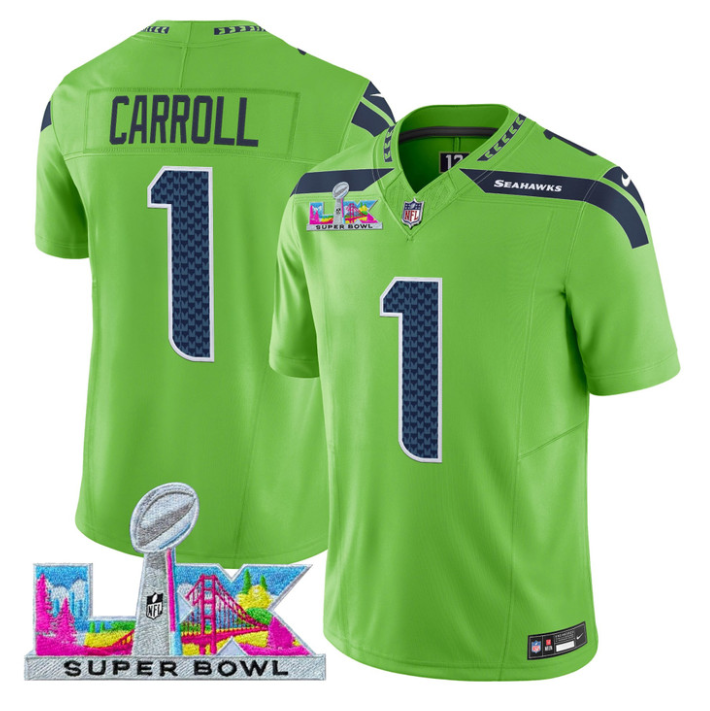 Pete Carroll Jersey #1 Super Bowl LX Vapor Limited All Stitched