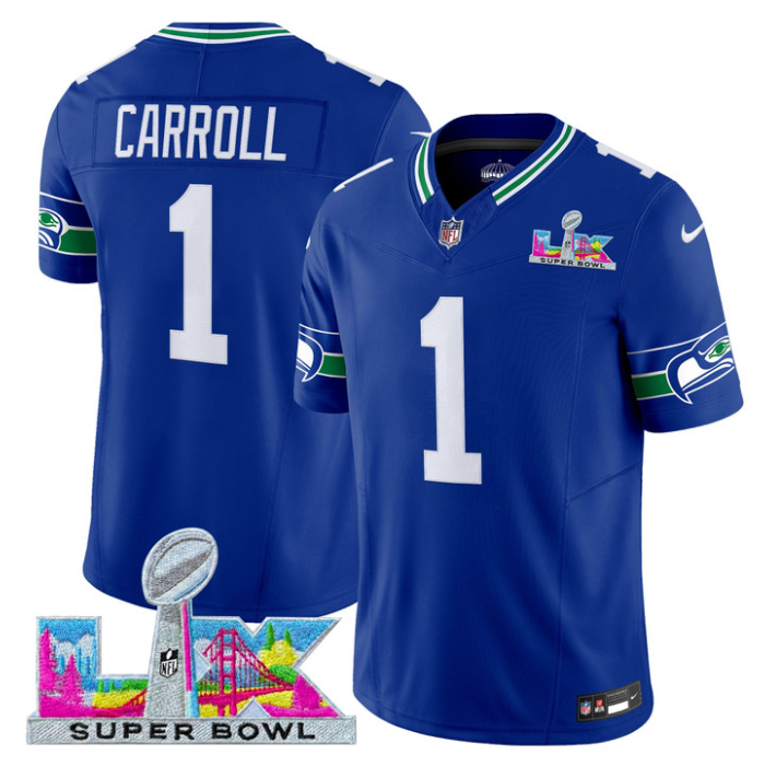 Pete Carroll Jersey #1 Super Bowl LX Vapor Limited All Stitched