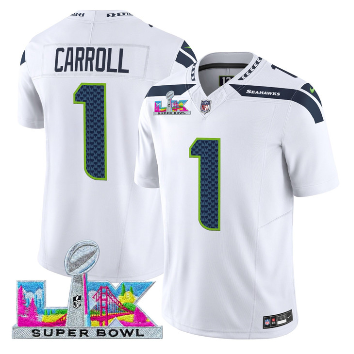 Pete Carroll Jersey #1 Super Bowl LX Vapor Limited All Stitched