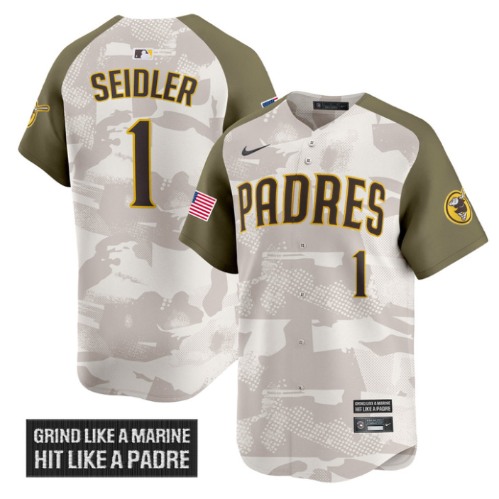 Peter Seidler Jersey #1 San Diego Padres 2025 Armed Forces Day Vapor Stitched Alternate