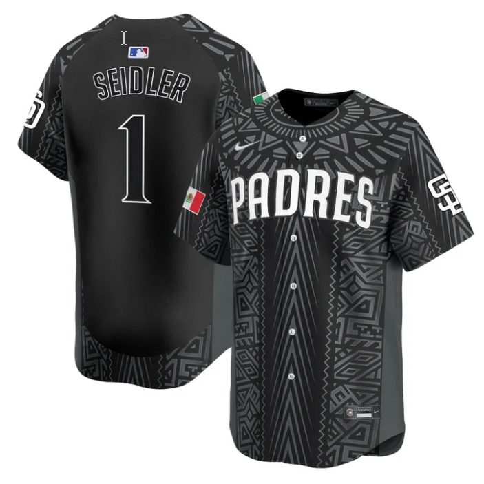 Peter Seidler Jersey #1 San Diego Padres 2025 Mexican Heritage Vapor Limited Stitched