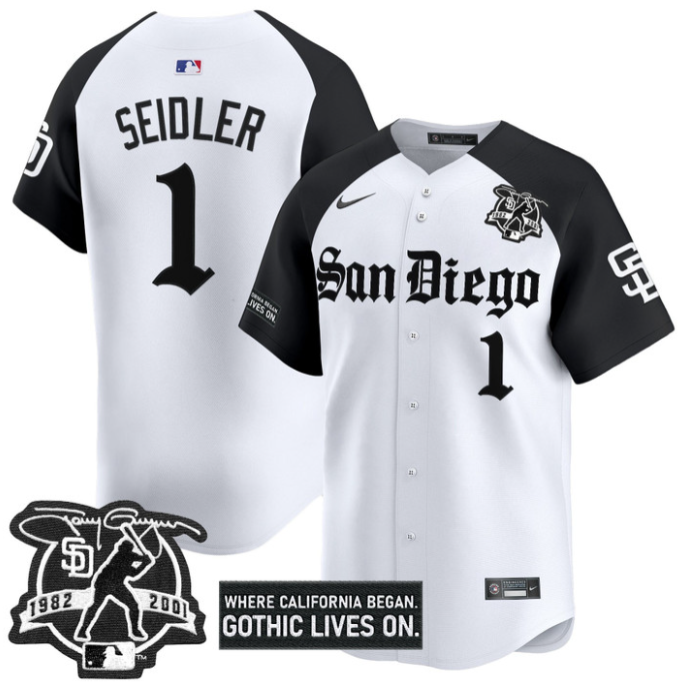 Peter Seidler Jersey #1 San Diego Padres Gothic Edition Vapor Limited Stitched Alternate
