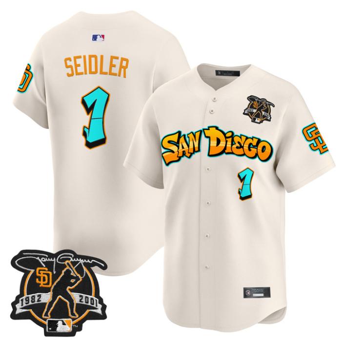 Peter Seidler Jersey #1 San Diego Padres Graffiti Barrio Edition Stitched Cream