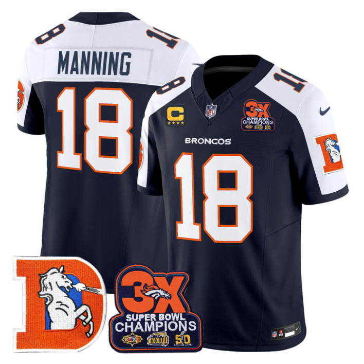 Peyton Manning Jersey #18 Throwback Vapor 3-Time Champions Stitched Navy Alternate