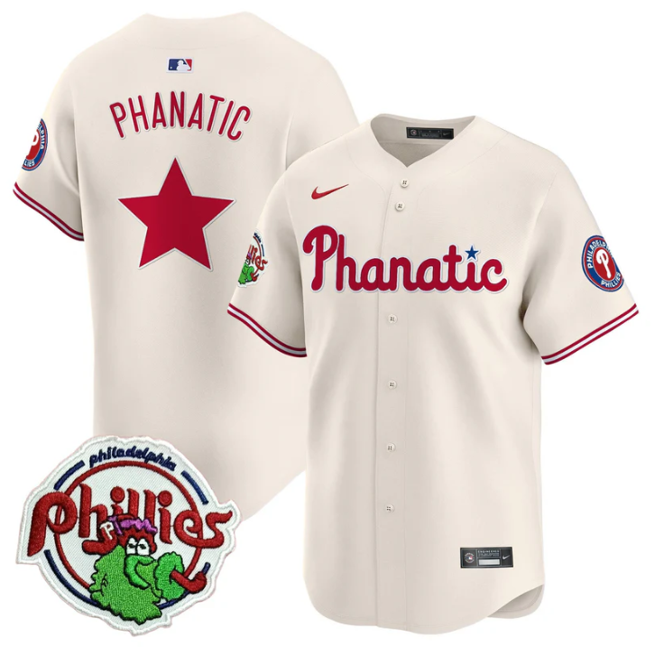 Phanatic Jersey Phillies Phanatic Patch Vapor Premier Limited Stitched Cream