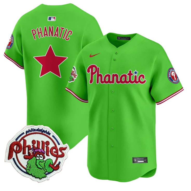 Phanatic Jersey Phillies Phanatic Patch Vapor Premier Limited Stitched Green
