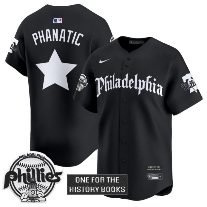 Phanatic Jersey Phillies Retro Newspaper Edition Vapor Premier Limited Stitched Black