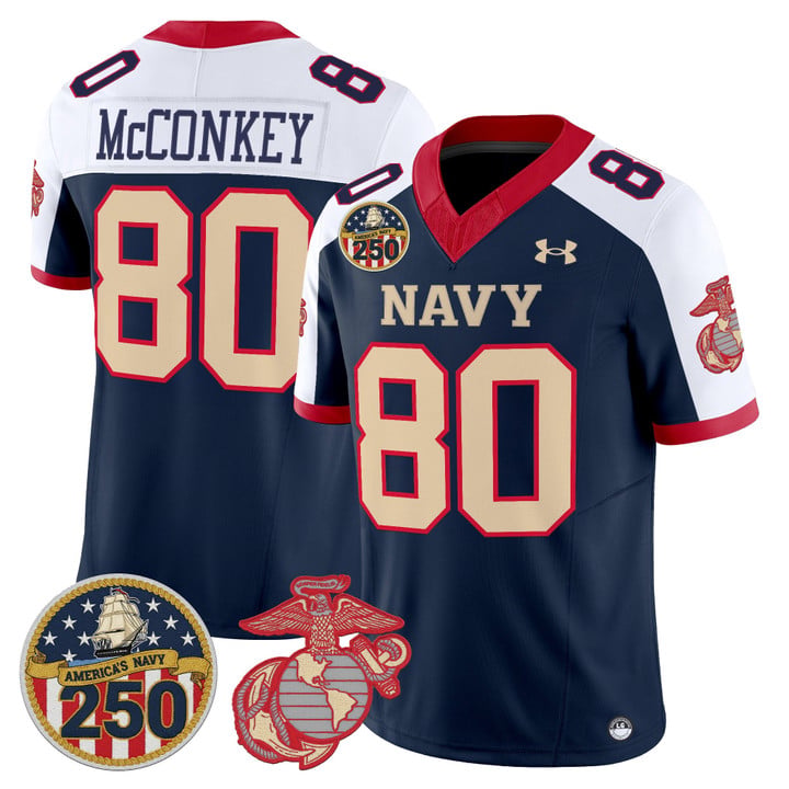 Phil McConkey Jersey #80 Navy Midshipmen USMC 250th Patch Stitched