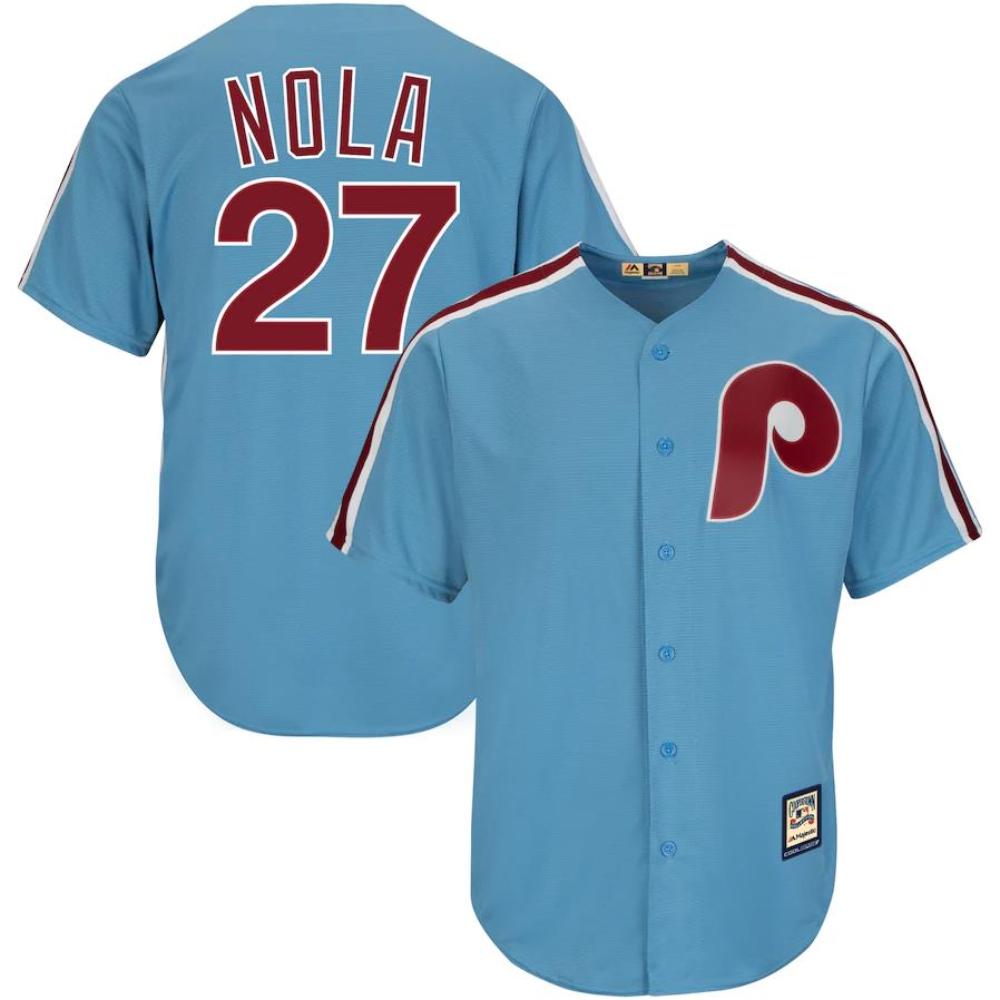 Philadelphia Phillies Aaron Nola Blue Throwback Jersey