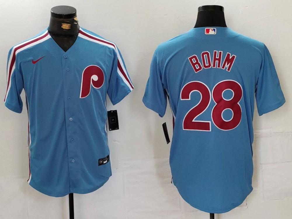 Philadelphia Phillies Alec Bohm Light Blue Throwback Jersey