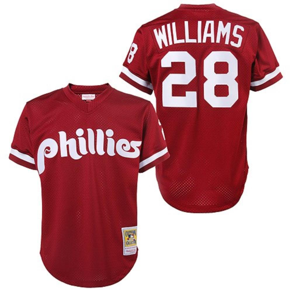 Philadelphia Phillies Mitch Williams Red Throwback Mesh Pullover Jersey