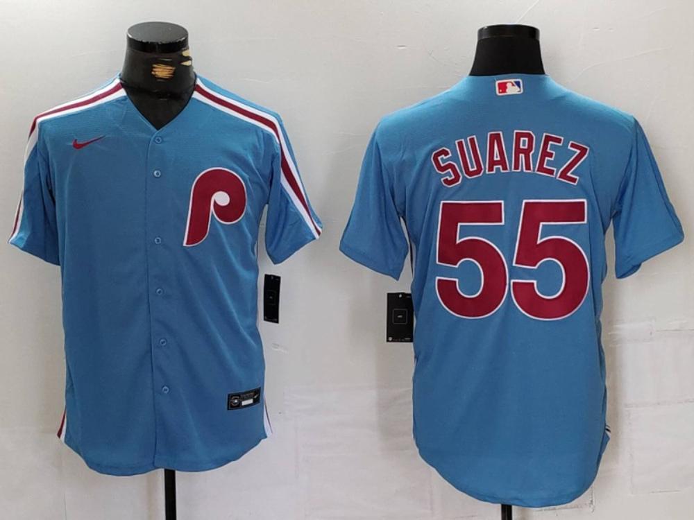 Philadelphia Phillies Ranger Suarez Light Blue Throwback Replica Jersey