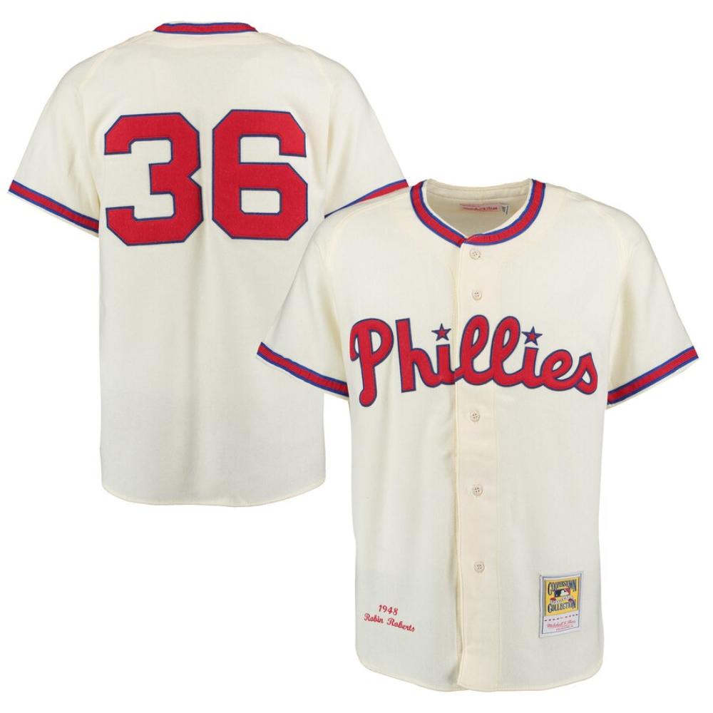 Philadelphia Phillies Robin Roberts Cream 1948 Throwback Jersey