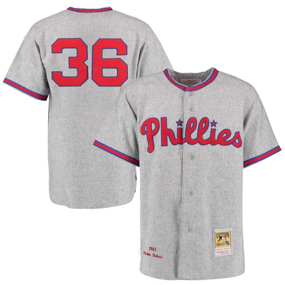 Philadelphia Phillies Robin Roberts Gray 1948 Throwback Jersey