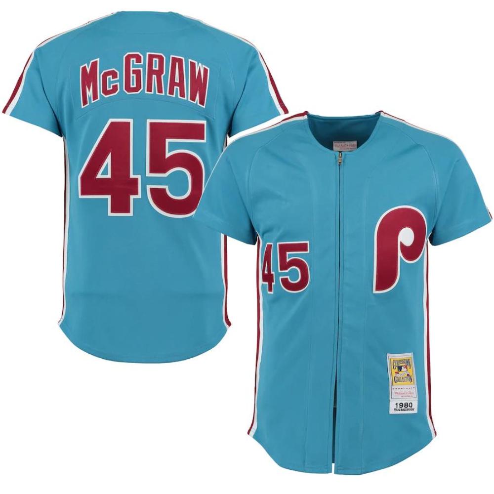 Philadelphia Phillies Tug McGraw Blue 1980 Throwback Jersey