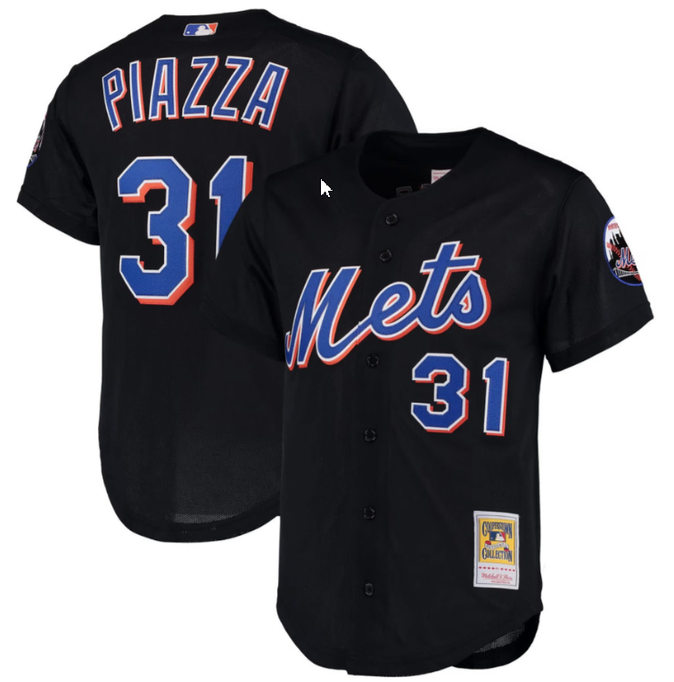 Piazza #31 New York Mets Black Jersey - All Stitched