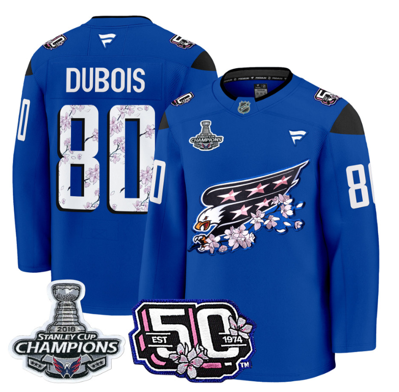 Pierre-Luc Dubois Jersey #80 Washington Capitals 50th 2018 Stanley Cup Champions Patch Royal