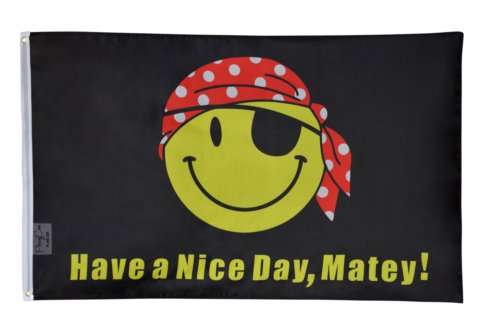 Pirate Happy Face Flag 3x5ft Have a Nice Day Matey Boat Nautical Gift