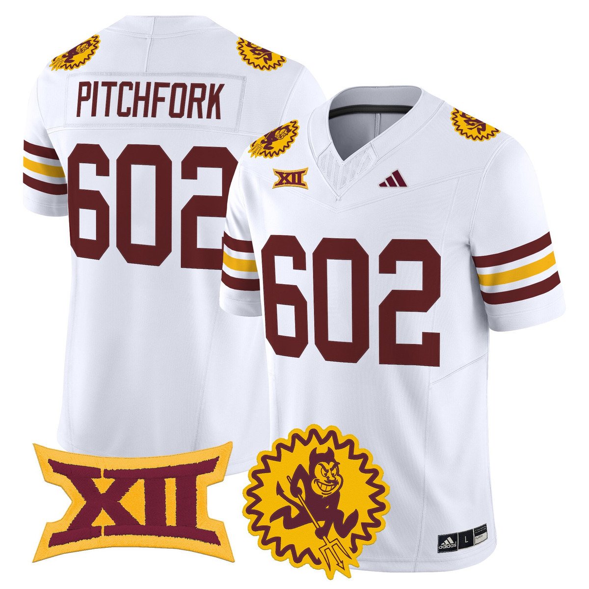 Pitchfork Jersey #602 Arizona State Sun Devils 1975 Throwback Stitched White