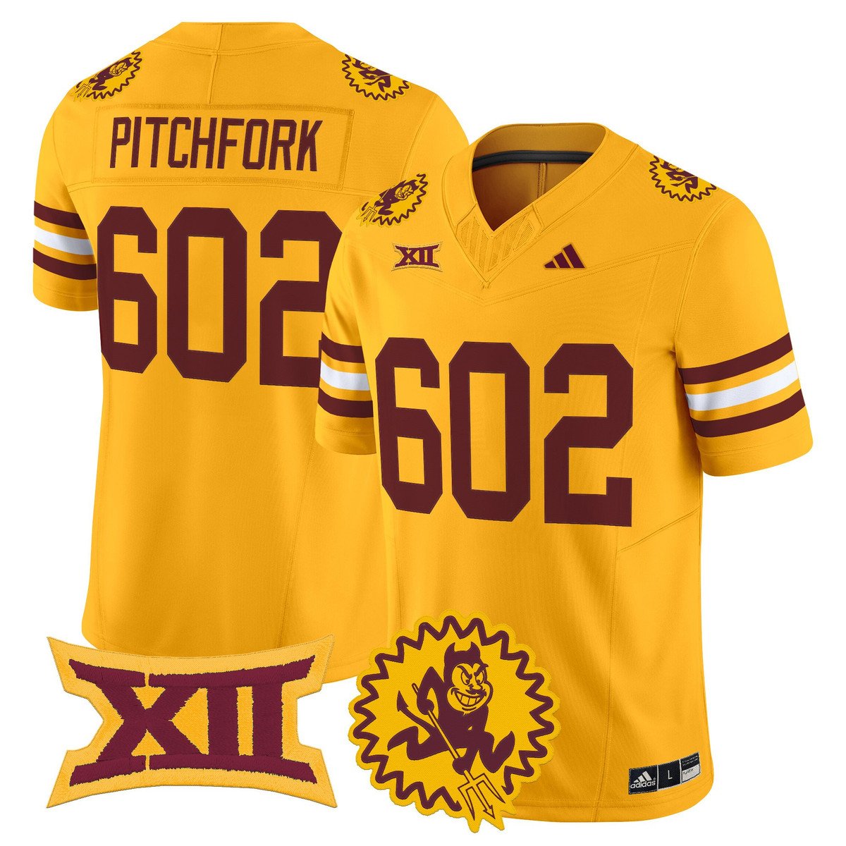 Pitchfork Jersey #602 Arizona State Sun Devils 1975 Throwback Stitched Gold