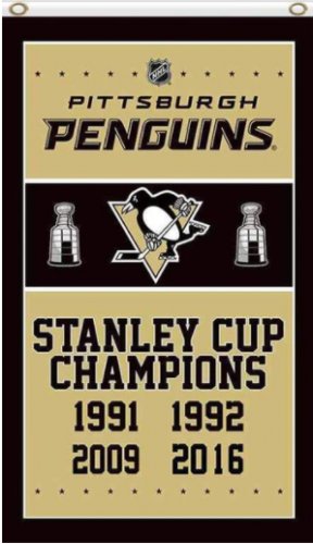 Pittsburgh Penguins Champions Vertical Flag 3X5Ft Polyester Digital Print Banner USA