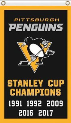Pittsburgh Penguins Champs Flag 3X5Ft Polyester Digital Print Banner USA