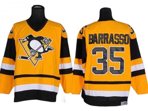 Pittsburgh Penguins #35 Tom Barrasso Vintage CCM Jersey - Yellow