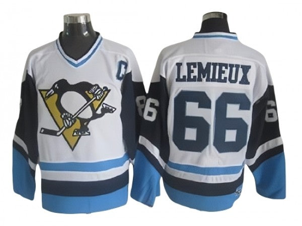 Pittsburgh Penguins #66 Mario Lemieux White&Blue 1978 Vintage CCM Jersey