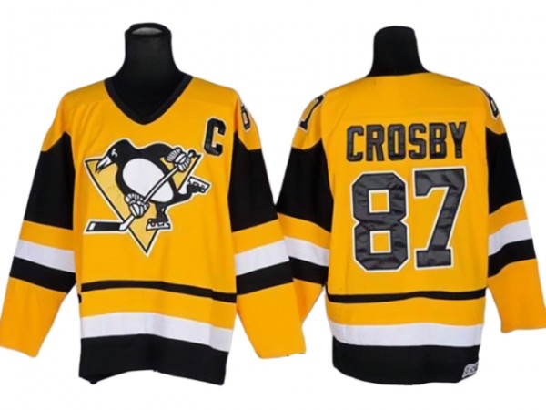 Pittsburgh Penguins #87 Sidney Crosby Vintage CCM Jersey - Yellow