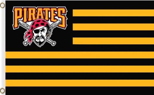 Pittsburgh Pirates Red US Flag 3X5Ft Banner USA Polyester with Brass Grommets