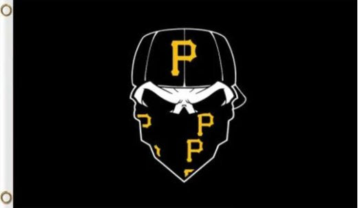 Pittsburgh Pirates Skull US Flag 3X5Ft Banner USA Polyester with Brass Grommets