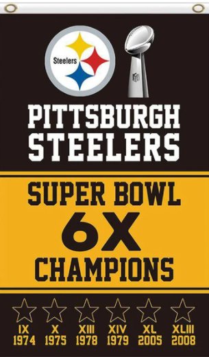 Pittsburgh Steelers 6X Champions Super Bowl Flag 3X5 Ft Polyester Banner USA 90x150cm