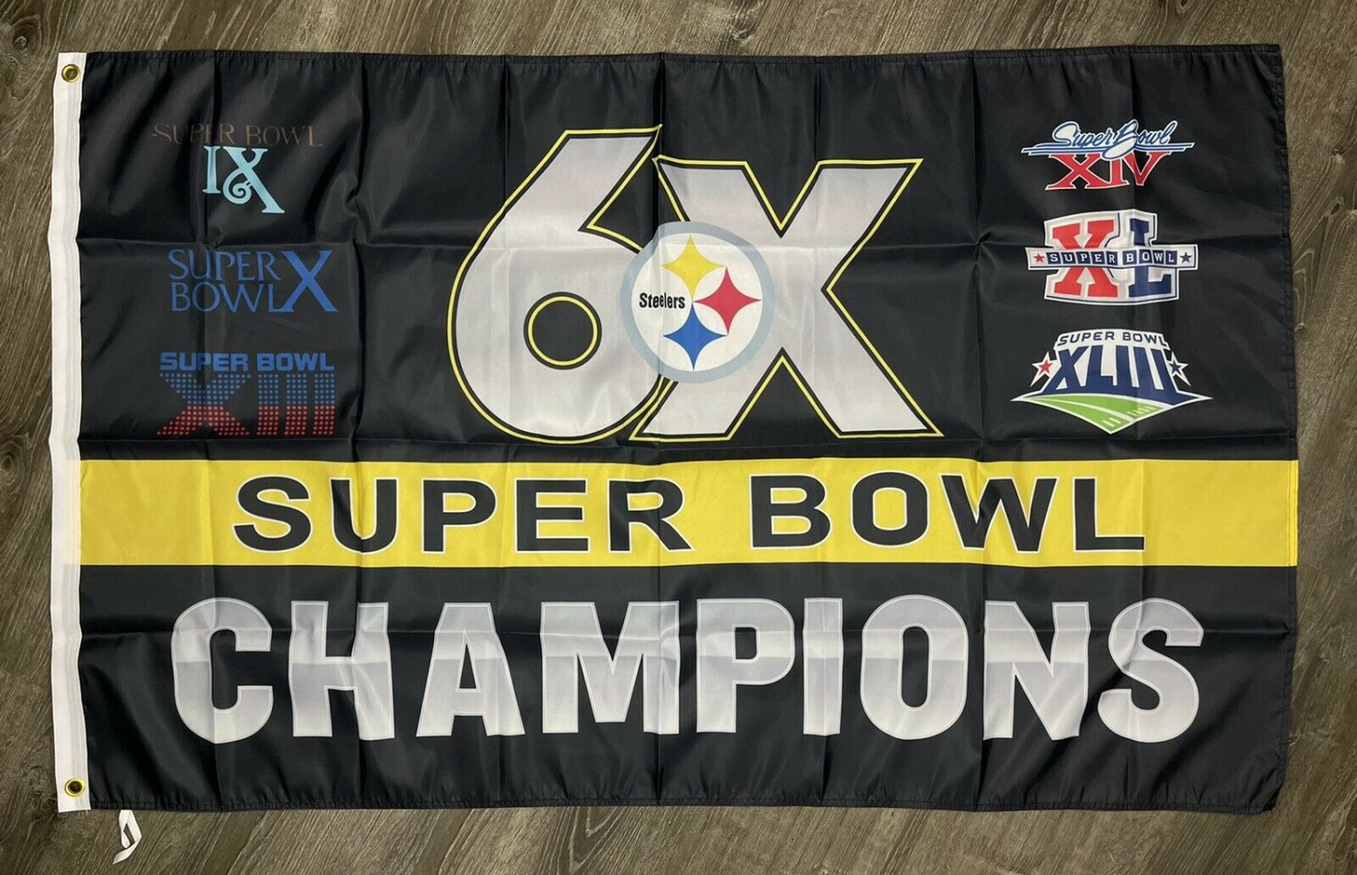 Pittsburgh Steelers 6x Super Bowl Championship Flag 3x5 ft Sports Banner New