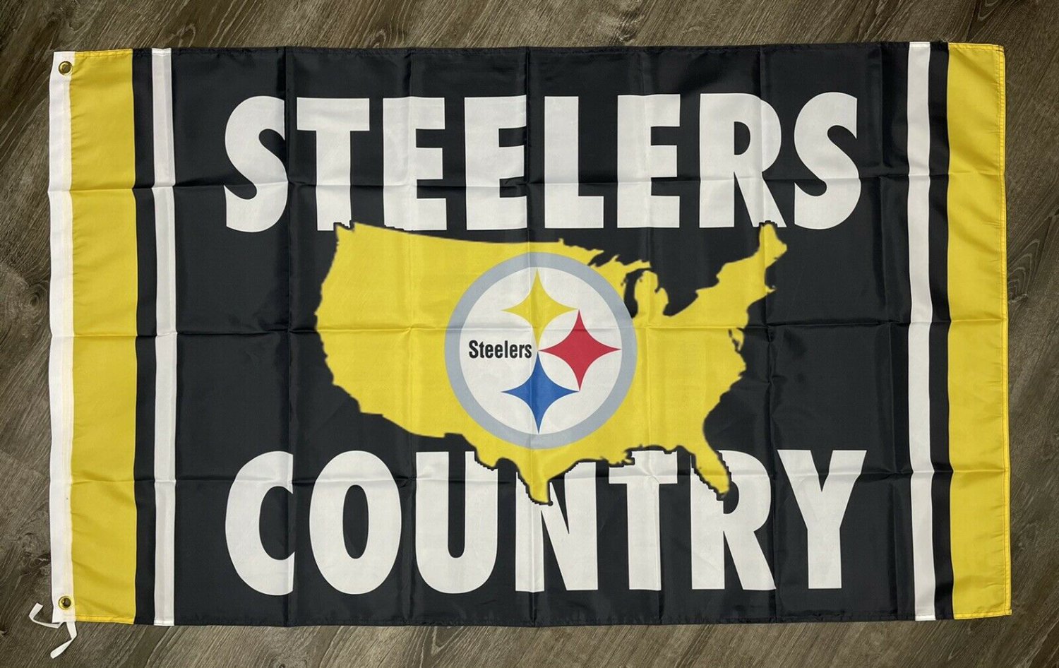Pittsburgh Steelers Country Flag 3x5 ft Sports Black Banner Man-Cave Garage