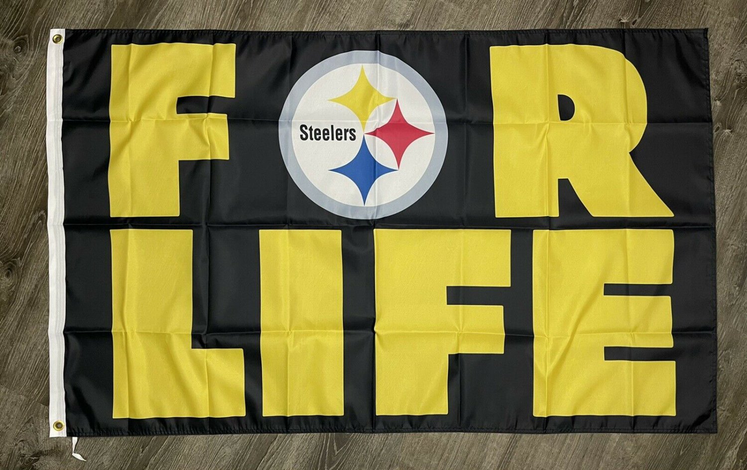 Pittsburgh Steelers for Life Flag 3x5 ft Sports Black Banner Man-Cave Garage