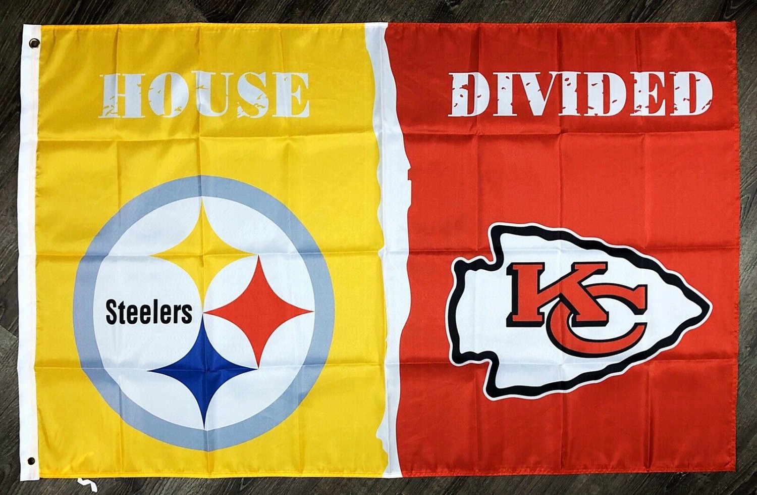 Pittsburgh Steelers vs Kansas City Chiefs House Divided Flag 3x5 ft Banner