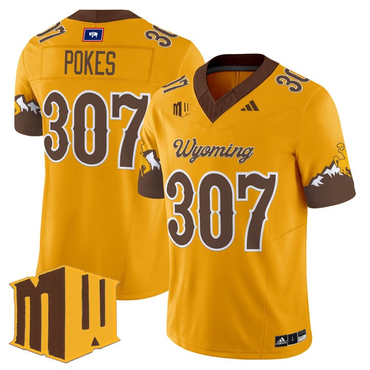 Pokes Jersey #307 Wyoming Cowboys 2025 Vapor Limited Stitched Gold Limited