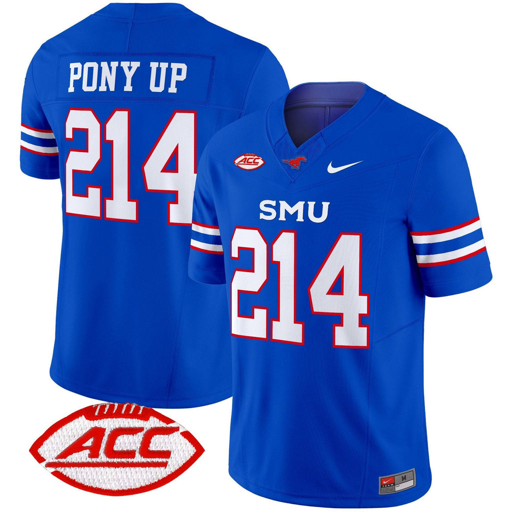 Pony Up Jersey #214 SMU Mustangs 2025 Vapor Limited Stitched Blue