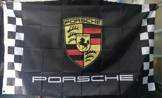 Porsche Flag Black 3X5 Ft Polyester Banner USA 90x150cm