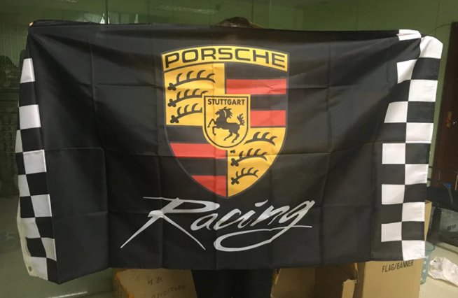 Porsche Flag Black Racing 4x6Ft Polyester Banner USA 120x180cm