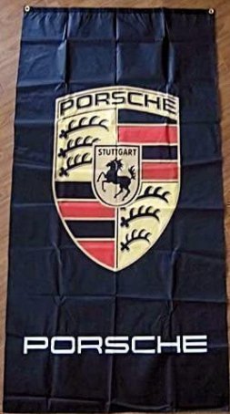 Porsche Flag Black Vertical 3X5 Ft Polyester Banner USA 90x150cm