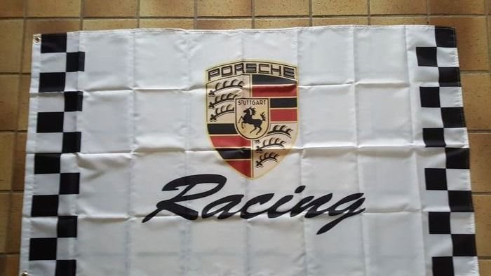 Porsche Flag Black White Racing 3X5 Ft Polyester Banner USA 90x150cm