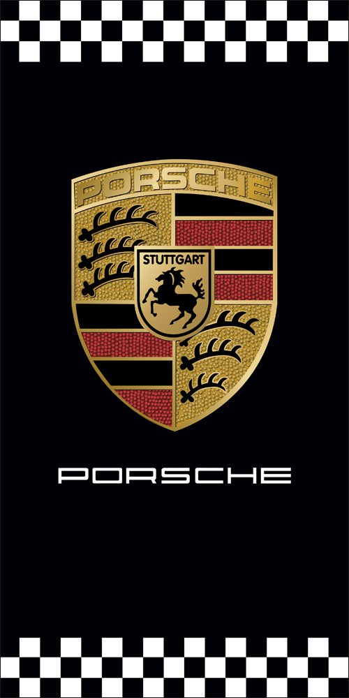 Porsche Flag Black White Vertical 3X5 Ft Polyester Banner USA 90x150cm