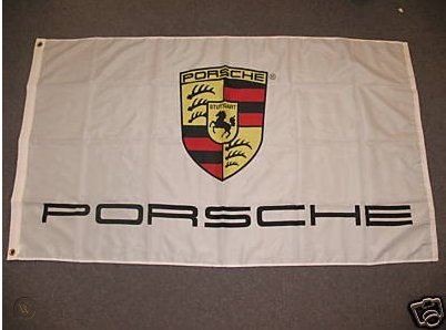 Porsche Flag White 3X5 Ft Polyester USA 90x150cm