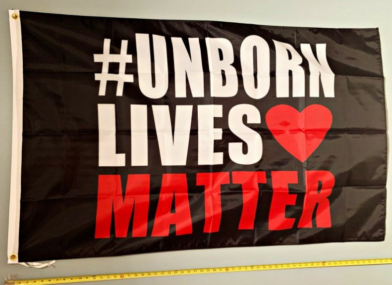Pro Life Flag God Pro Life Unborn Lives Heart Sign 3x5'